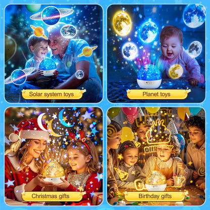 Solar System for Kids Projector Night Light, 360°Rotating+5 Films Planet Space Projector for Bedroom, Bright Night Light for Boys Room, Space Toys for Kids 3-5, Solar System Planet Toys for Boy Gifts