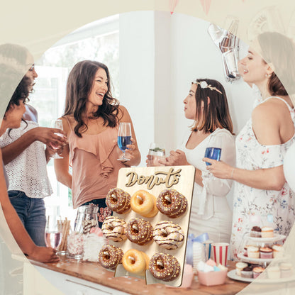 CORTNK Donut Wall Display Stand, Wooden Doughnut Holder Display 9 Donuts, Donut Holder Board for Donut Grow Up Party, Birthday, Wedding, Baby Shower, Donut Party Decorations (Natural)