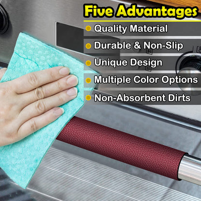 Royleath Refrigerator Handle Covers, Set of 6, Leather Kitchen Appliance Handle Covers, Keep Your Fridge Microwave Oven Stove or Dishwasher Clean, Stains Dirty Oils, Timesaver, Kitchen Decor(Burgundy)
