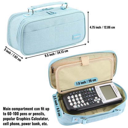 JOINPRO Large Capacity Pencil Case, 4 Compartment Pen Pouch Organizer with Double Zipper, Storage Bag for School, Office, Teen Girl Boy Men Women (Light Blue)