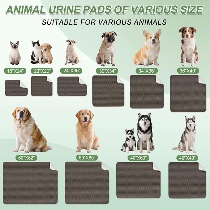 Washable Pee Pads for Dogs, 2 Pack Reusable Puppy Pads Dog Pads, Non-Slip Dog Pee Pads, Leakproof Pet Pee Pads Wee Wee Pads for Dogs. (Coffee, 40"x40"(Pack of 2))