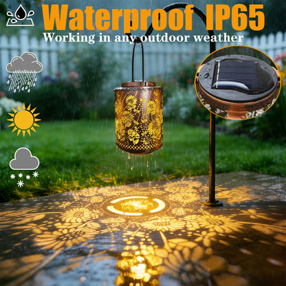 Merrytech Sunflower & Dragonfly Birthday Gifts for Mom Women Grandma - Hanging Solar Lanterns Outdoor Waterproof,Metal Garden Decor Outside Gardening Gifts,Decorations Yard Art Lights for Patio Lawn