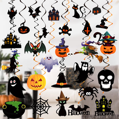 Halloween Swirls and Honeycombs - Pack of 61 | Halloween Centerpieces for Tables, Hanging Decorations, Hanging bat