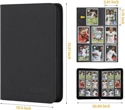 9 Pocket Card Binder, Premium Zip Trading Card Binder, 540 Double Sided Pocket PU Collection Binder, Collector Album, Card Folder for MTG, TCG, Sports Cards (Black)