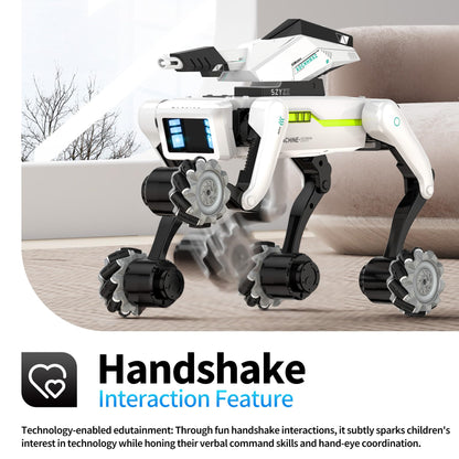 EVADA 3 in 1 Robot Dog with Wheels Kit, 30+ Bionic Actions, Voice & Remote Control, Programmable Moves, Rechargeable Battery, All-Terrain Stunt Pet Toy for Kids (Removable Claw & Cannon)