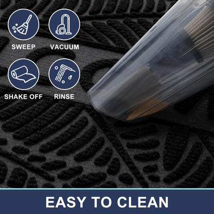 Smiry Welcome Mat Indoor Outdoor, All-Season Waterproof Front Door Mat, Sturdy Natural Rubber Doormat, Non-Slip, Easy Clean, Low Profile Dirt Trapper for Porch Patio Entrance, 29.5x17, Black