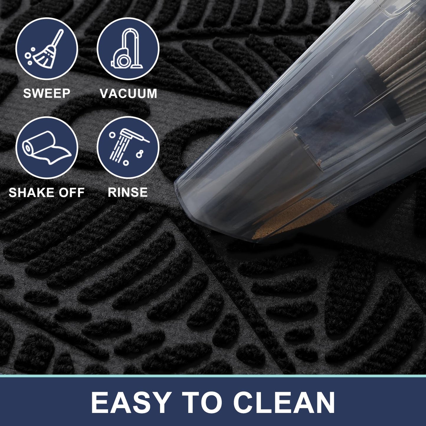 Smiry Welcome Mat Indoor Outdoor, All-Season Waterproof Front Door Mat, Sturdy Natural Rubber Doormat, Non-Slip, Easy Clean, Low Profile Dirt Trapper for Porch Patio Entrance, 29.5x17, Black