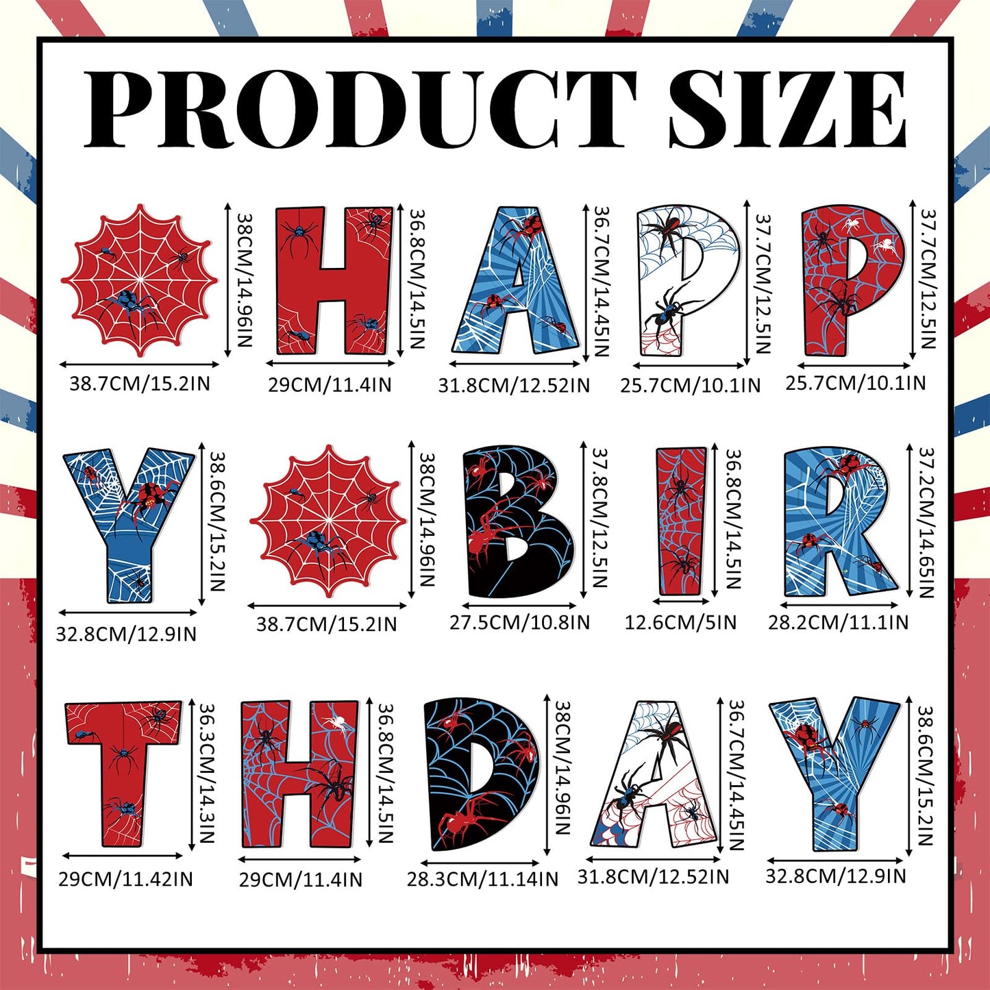 GlikCeil 15 Pcs Spider Happy Birthday Yard Signs with Metal Stakes Happy Birthday Letter Lawn Signs Spider Theme Party Favors Decorations for Outdoor Yard Lawn