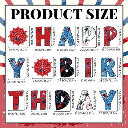 GlikCeil 15 Pcs Spider Happy Birthday Yard Signs with Metal Stakes Happy Birthday Letter Lawn Signs Spider Theme Party Favors Decorations for Outdoor Yard Lawn