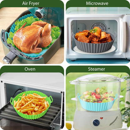 3 Pack Air Fryer Silicone Liners, 8Inch Airfryer Liners, AirFryer Basket Liner, Reusable Food Grade Air Fryers Basket Pots Oven Liner Baking Tray, Air Fryer Silicone Mat Accessories Kitchen