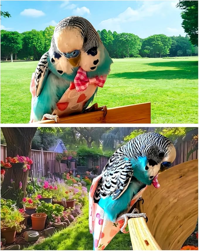 5 Pcs Bird Diapers Bird Harness Flight Suits Diapers Reusable Parrot Nappy with Waterproof Inner Layer Washable Cute Urine Wet Suit for Cockatiel Budgie Conure Macaw Parakeet Lovebird,L