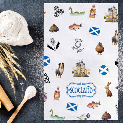 JNIAP Scottish Kitchen Towel - Scottish Thistle Pattern, Highlander Gifts (Scotland)