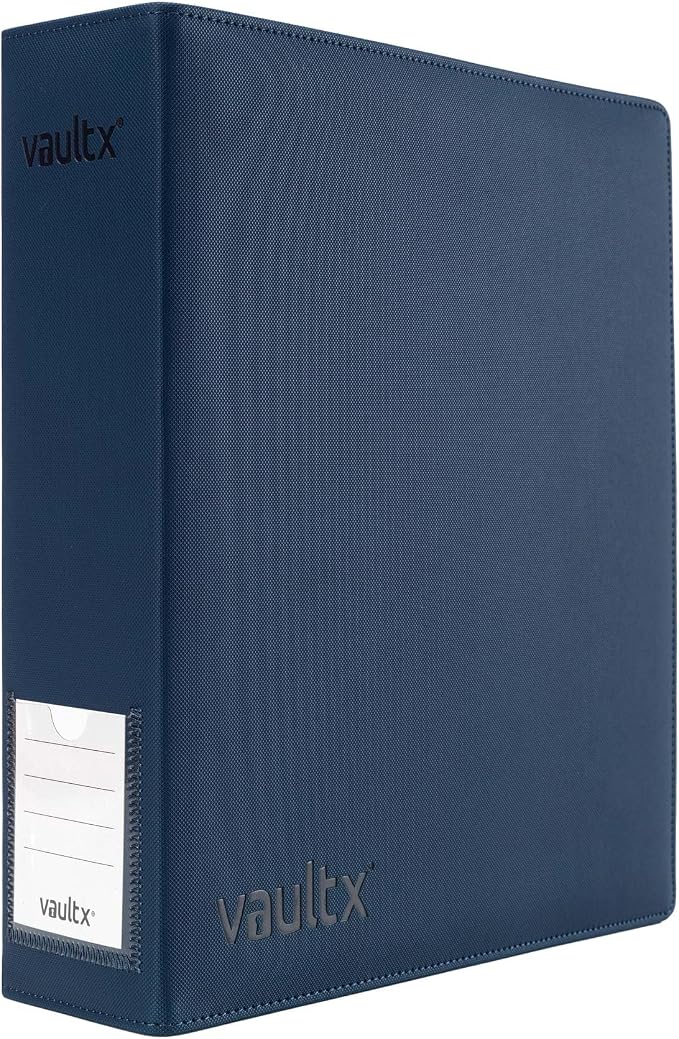 Vault X Large Ring Binder, 900 Cards, fits 9 Pocket Pages, Exo-Tec Material, 3 D-Ring Folder, for Trading Cards (Blue)