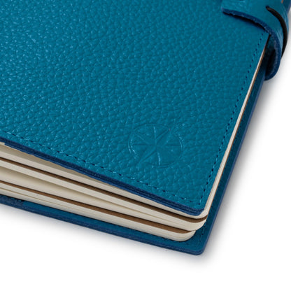 WANDERINGS A5 Travelers Notebook with Pockets – Blue Genuine Leather Journal – 6" x 8.5" (15 x 22cm) – Refillable Travel Journal – 120 GSM Blank Inserts