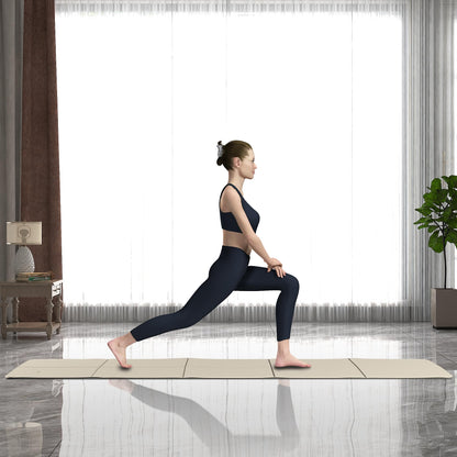 Readaeer Foldable Yoga Mat for Travel Folding Yoga Mat 6mm Thick with Carrying Bag, Non-Slip TPE Exercise Pilates Mat for 72" L x 24" W x 0.24 Inch (Beige)