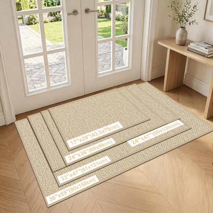 LEKEEPGO Door Mat 17"x29", Non Slip Door Mat Indoor Entrance, Rubber Backing Indoor Door mats Washable Absorbent Low-Profile Doormat Front Entryway Entry Resist Dirt Inside Door Mats, Khaki