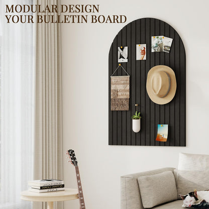 JBER Large Arched Felt Bulletin Board 36" x 24" - 6 Pack Felt Wall Tiles, Cork Board Alternative to Use in Office & Home Decor, Classroom Decor, Vision Board to Display Your Photos(Black)