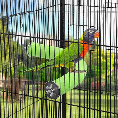 FrgKbTm U Shape Parrot Perch Stand Toy Bird Platform Sand Paw Grinding Clean Stick Exercise Conure Budgie Cockatiel Cage Accessories (Green-Corner)