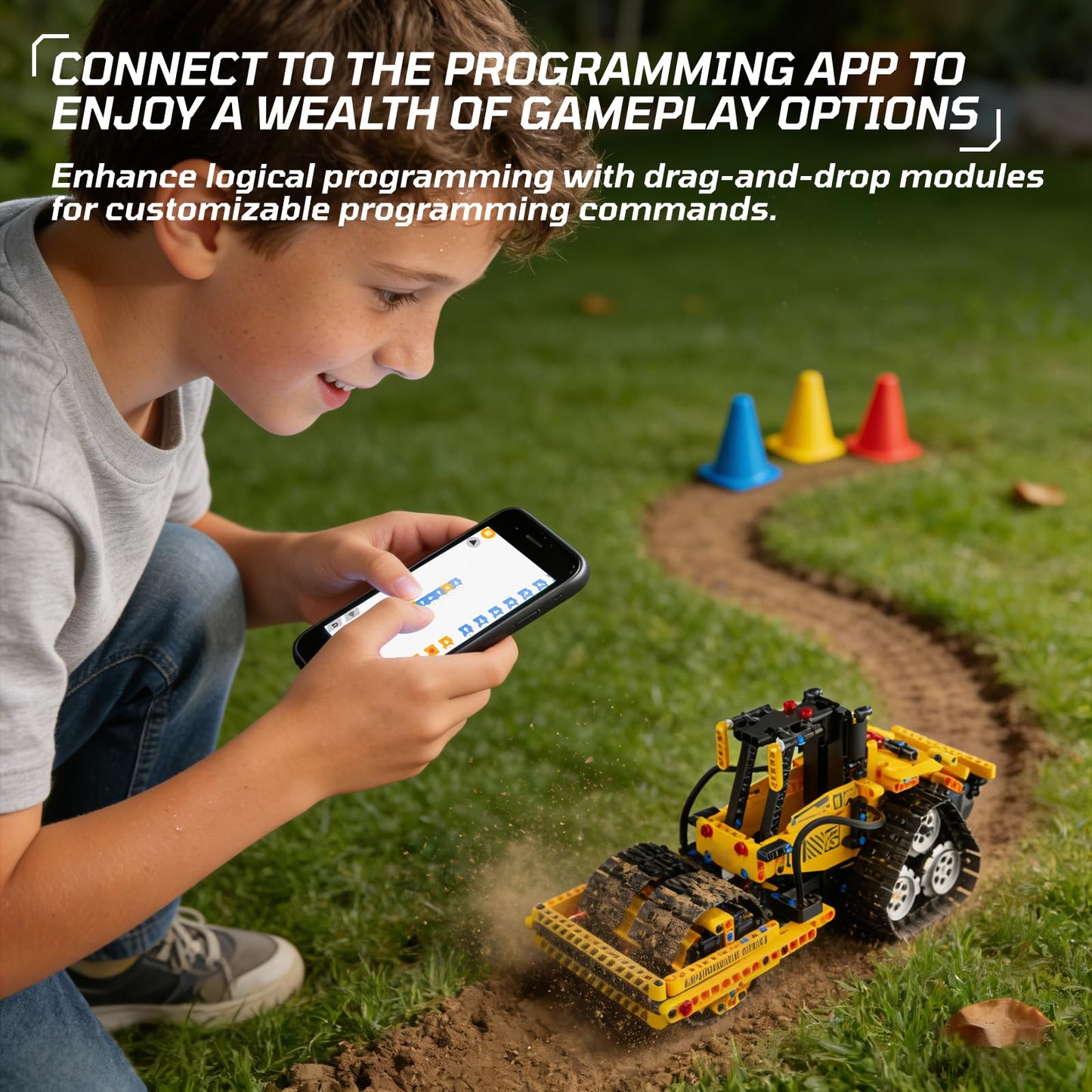 HPROMOT 5-in-1 Building Toys STEM Robotics Kits - Remote-Controlled Excavator Engineering Kit for Kids Ages 8-16 with 535 Pieces, DIY Educational Science Kits Gift for Boys & Girls