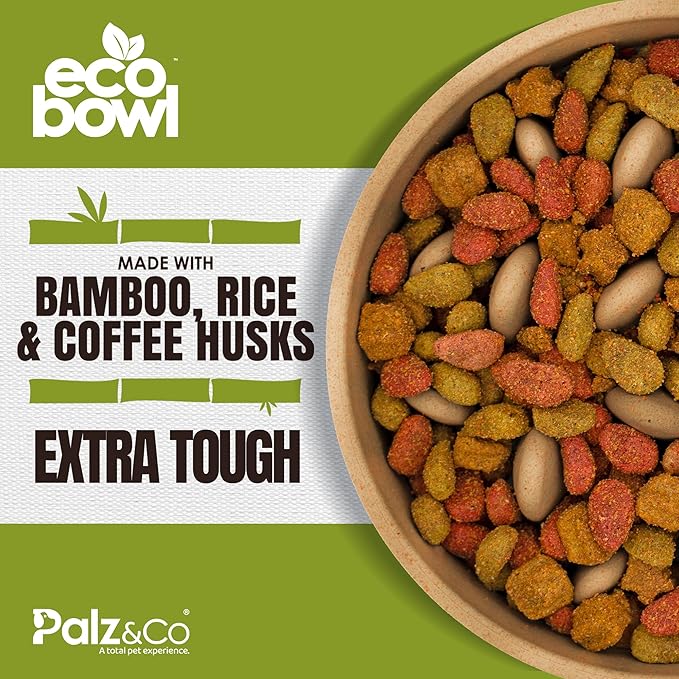 Palz&Co EcoBowl Slow Feeder for Dogs & Cats, 48 oz Beige - Natural Bamboo Puzzle Pet Bowl with Non-Slip Base for Slower Eating & Better Digestion, Dishwasher Safe