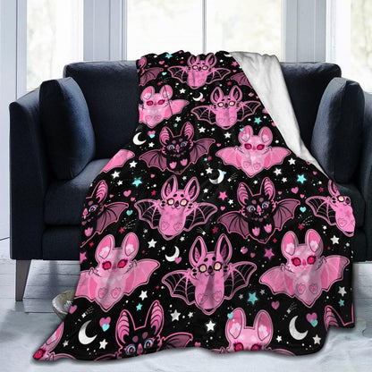 Pink Bat Throw Blanket Soft Fleece Blanket Men Women Gift for Kids Boys Girls for Party Couch Sofa Bed Deco Blankets 50"x40"