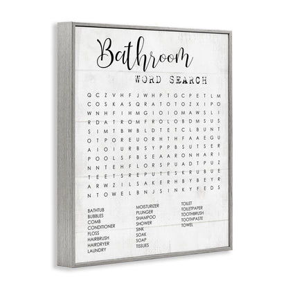 Stupell Industries Bathroom Search Fun Family Word, Design by Daphne Polselli Wall Art, 11 x 14, Black