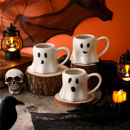 Didaey 6 Pcs Halloween Ghost Mug 11 oz Ceramic Mug Set of 6 White Ghost Coffee Cup Halloween Themed Design Cup Set for Coffee Tea Hot Chocolate Gifts Presents 4.7 x 3.5 x 3 Suitable for Microwave Use