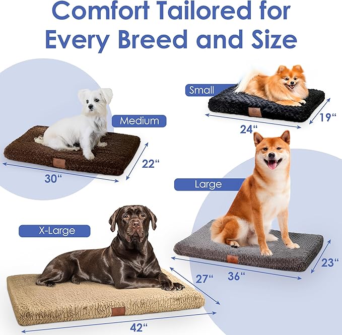American Kennel Club Orthopedic Memory Foam Dog Crate Mat, Egg Crate Foam Cushion, Washable Cover, Non-Slip Base, Eases Joint Pain, Breathable, Durable, 42x27, Black