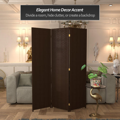 Red Lantern 6 ft. Tall Woven Fiber Room Divider, 3 Panels, Dark Mocha