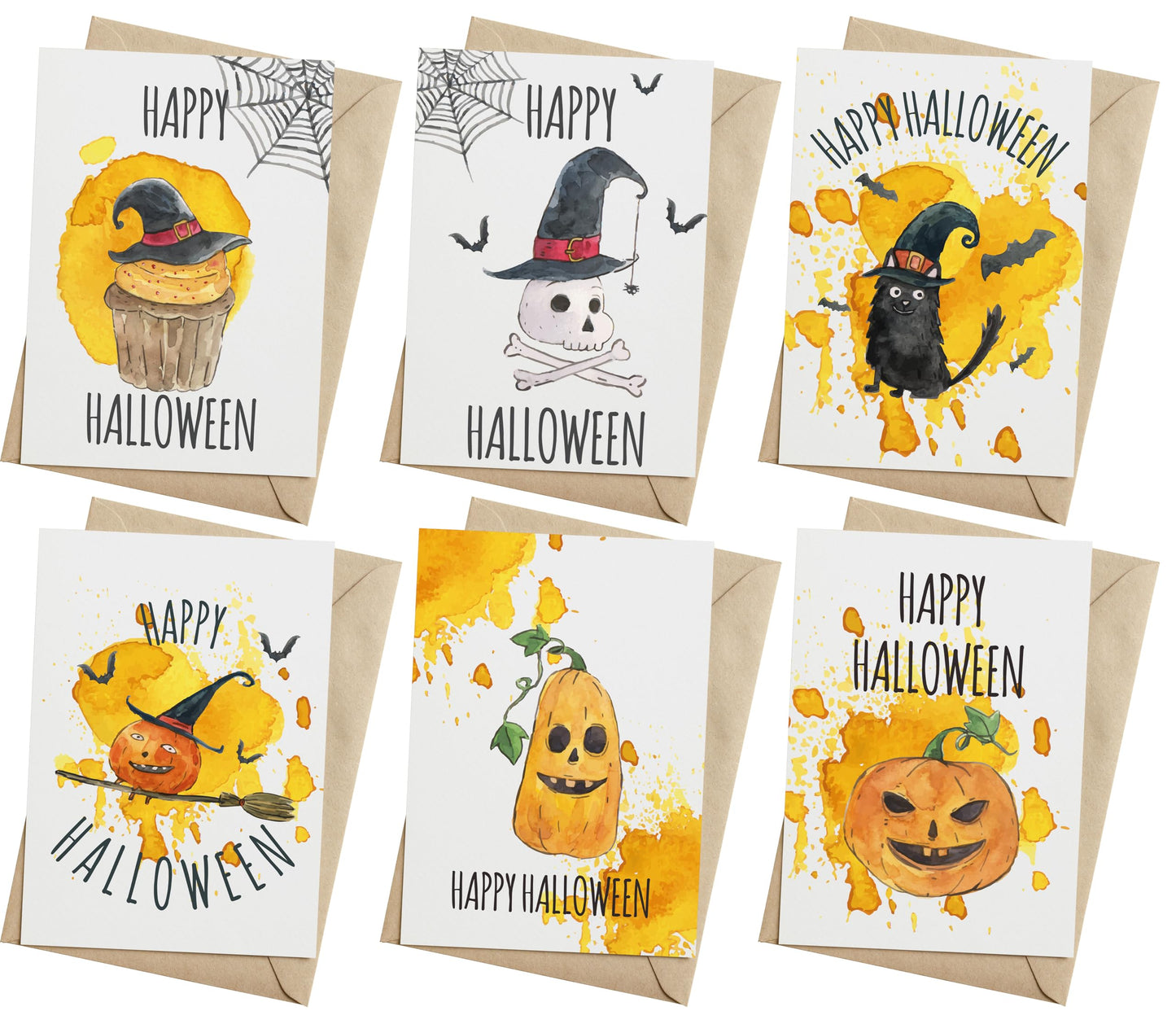 TRIDECOR Halloween Cards with Envelopes, 6 Folded 5x7 Greeting Cards