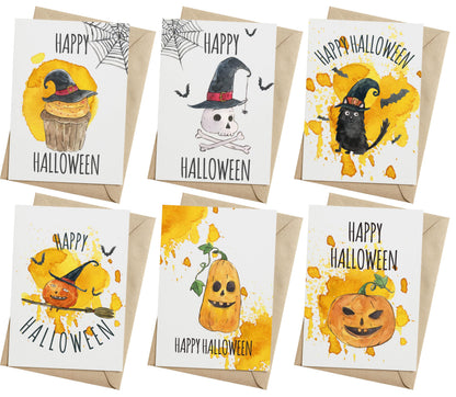 TRIDECOR Halloween Cards with Envelopes, 6 Folded 5x7 Greeting Cards