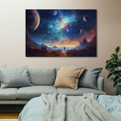 JHXNJDPOST Solar System Astronaut Poster Space Canvas Wall Art Aesthetic Decorative Painting Living Room Restaurants, Pool Halls And HotelsA 12x18inch(30x45cm)