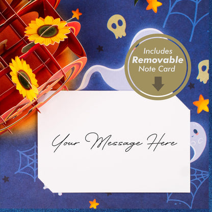 Paper Love Halloween Card | 3D Pop-Up Halloween Pumpkin Greeting Card for Kids, Friends, or Family | 5" x 7" w/Envelope & Note Tag