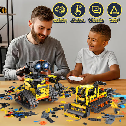 ADUSRIZ 5 in1 Stem Robot Building Kit for Kids Ages 8-13, 688 PCS Remote & App Controlled Dinosaur Car Building Toys for Kids Science Learning, Birthday Gifts for 8 9 10 11 12+ Years Old Boys Girls