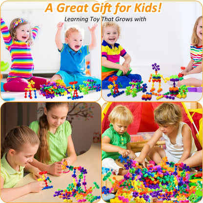 Halloscume 230 Pcs Kids Star Stem Building Toys Building Blocks Plastic Connectors Stem Toys with Storage Box for Kindergarten Preschool Classroom Games Sets for Boys and Girls Aged 3 Years Old and Up