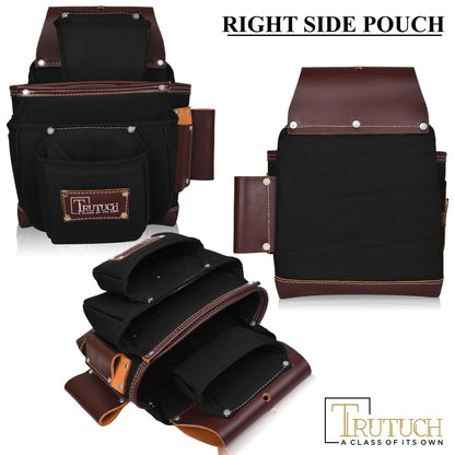 TRUTUCH Nylon and Leather Tool Belt | Framing Tool Bags | Nylon Tool Pouch | Carpenter Tool Belts | Construction | Framers | Electrician Tool Belt (Black)