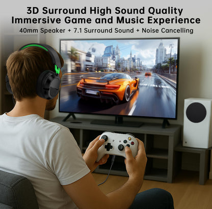 Gaming Headset for Xbox Series X、Xbox Series S/One、PS5、PS5Pro、PS4、PC 207g Headset with Clear Mic for Work 𝟐𝟎𝟐𝟔 𝐔𝐩𝐠𝐫𝐚𝐝𝐞 Wired Gaming Headphones with Mic、3.5mm Splitter、79in Cable.Gamer Gifts