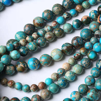 90PCS 4MM Blue Imperial Jasper Beads Stone Beads Natural Gemstone Bead Crystal Healing Energy Jewelry Making DIY 16 inches