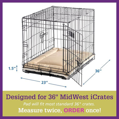 Pet Dreams Dog Crate Pad - Washable Kennel Mat, Crate Pads for Dog Cages, Non-Toxic, Flat Indoor Cat Bed, Fits iCrate 18, 24, 30, 36, 42, 48 Inches (Ivory, Large, 36")
