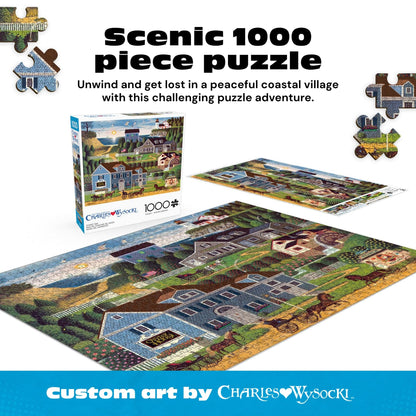 Buffalo Games Charles Wysocki - Sunset Bay - 1000 Piece Jigsaw Puzzle, 26.75 x 19.75 in - 1000 Piece Puzzle for Adults - Clean Cut Sections - Reference Poster Included