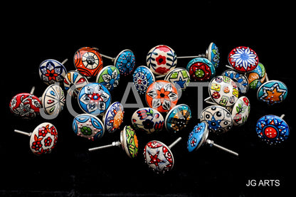 JGARTS 20 X Mix Vintage Look Flower Ceramic Knobs Door Handle Cabinet Drawer Cupboard Pull