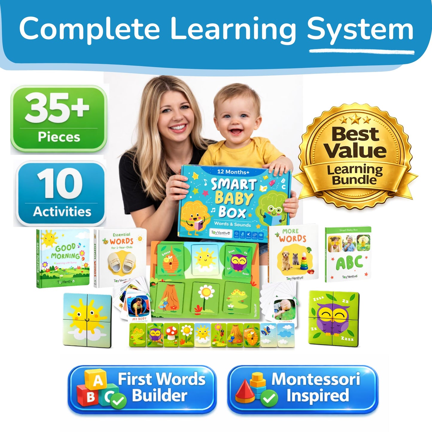 Toddler Learning Activities & Games,Board Books,Flash Cards,and Toys for Infant, 1,2 Year Old Boy & Birthday Gifts for Boys & Toddlers Aged 6,8,12,15,18+,24 Month Old and 1+,1-2,1-3 yr olds