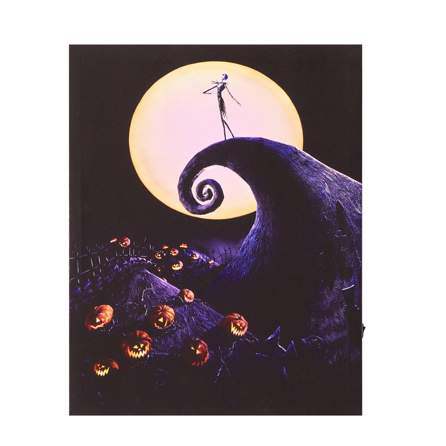 Nightmare Before Christmas LED Light Up Canvas Wall Art featuring Jack Skellington, 11"W x 14"H