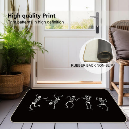 Farmhouse Halloween Funny Skeleton Gothic Skull Dancing 30 x 17 Inches Entryway Door mat,Front Door Entrance Outdoor Porch Home Decor,Halloween Skull Lover Fall Gifts