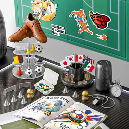 APOBATK Arched Felt Bulletin Board Soccer Field Design, 35" x 24" - 6 Tiles Soccer Room Decor for Boys, Sports Wall Decor Pin Board for Bedroom Office Photos & Notes