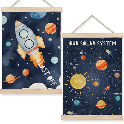 URLLUAE Solar System Poster Hanger Frame, Outer Space Room Decor, Solar System for Kids, 12x16 Inches Set of 2