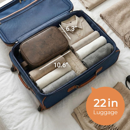 Elviros Toiletry Bag for Men, Large Travel Shaving Dopp Kit Water-resistant Bathroom Toiletries Organizer PU Leather Cosmetic Bags Fathers Day Gift (Medium, Chocolate)