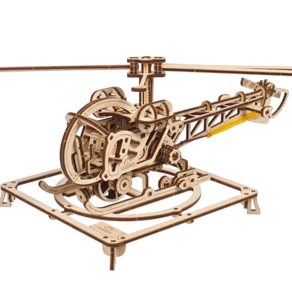 UGEARS Wooden 3D Puzzles for Adults - Easy Mini Helicopter Model Kit – Experience Aerial Innovation with Mechanical Puzzles DIY Kits for Adults - Ideal for Hobbyists, Aviation Enthusiasts - 167 Pcs