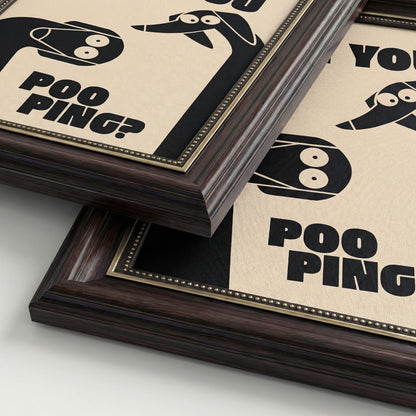 Dark Brown Framed Funny Bathroom Dog Canvas Wall Art Are You Pooping Wall Decor Picture Humor Bathrooms Animal Poster Print Painting for Toilet And Restroom Prepare To Hang