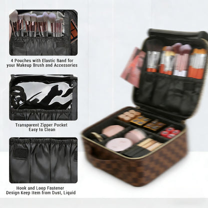 WIRIBEY Large Cosmetic Bag, Portable Makeup Bag with Adjustable Partition, Cosmetic Bags for Women Toiletry Travel Organizer Portable Make Up Bags for Christmas Birthday Gifts